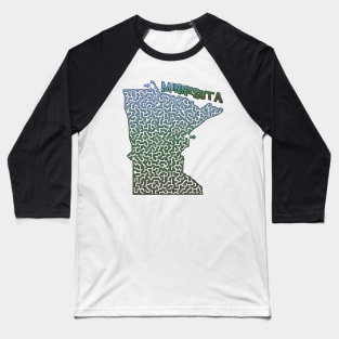 Minnesota State Outline Maze & Labyrinth Baseball T-Shirt